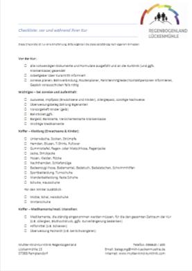 Checkliste zur Kur